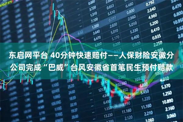 东启网平台 40分钟快速赔付——人保财险安徽分公司完成“巴威”台风安徽省首笔民生预付赔款